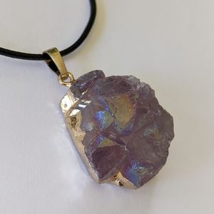 Purple Rock Crystal Nugget Necklace 